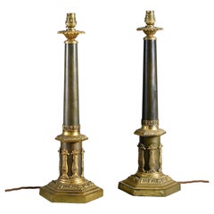 Antique Pair of Regency Ormolu and Bronze Lamps