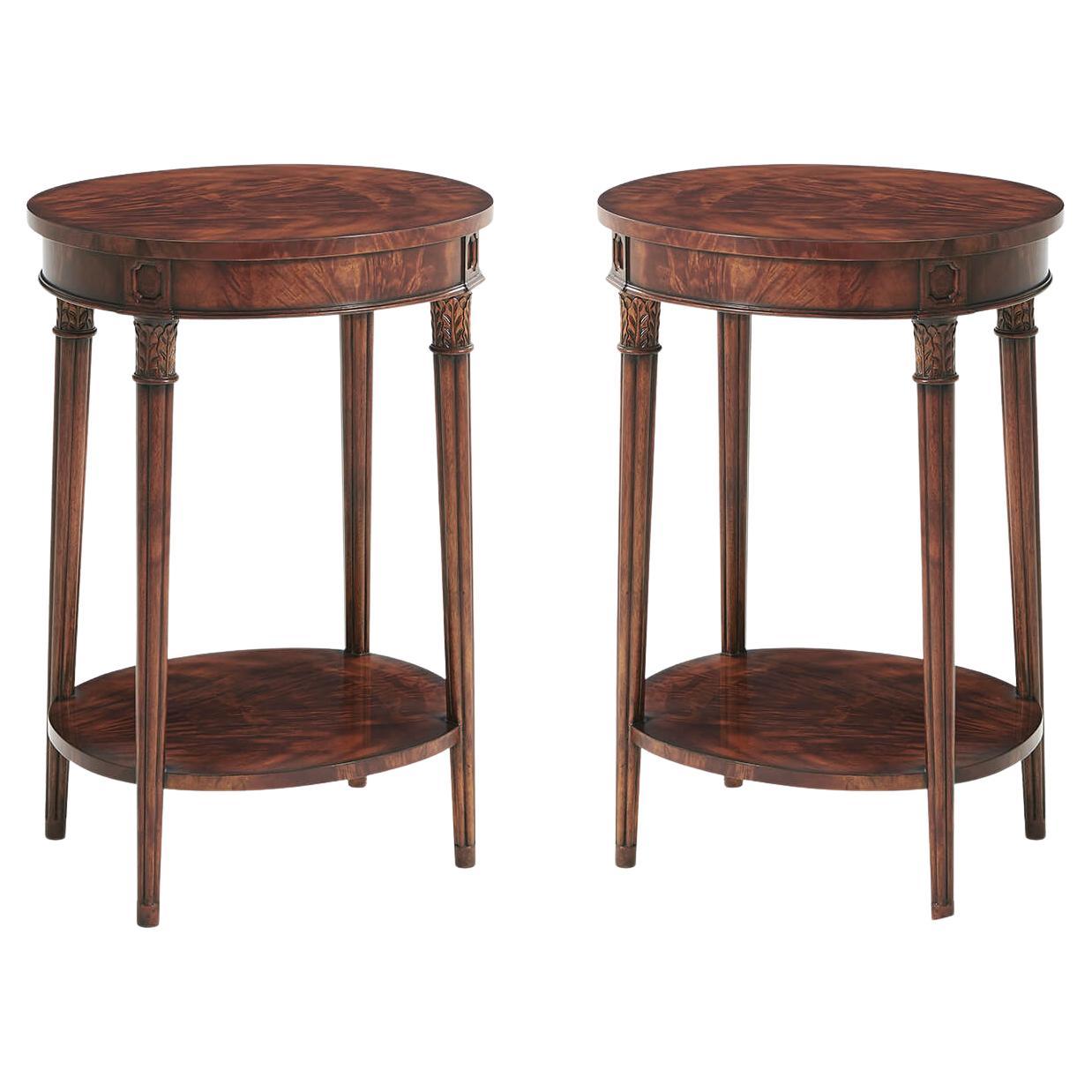 Pair of Regency Oval Mahogany Side Tables For Sale