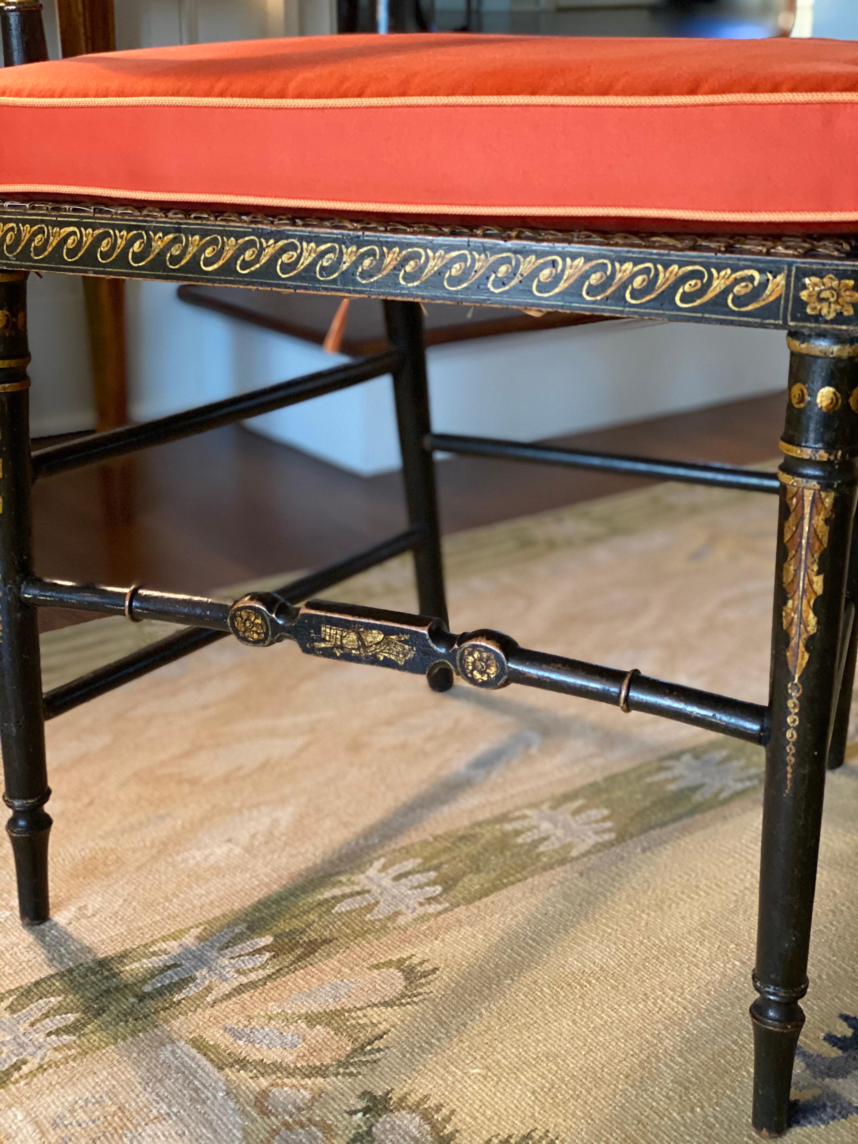 Pair of Regency Parcel-Gilt Rosewood-Grained Caned Armchairs, circa 1810 2