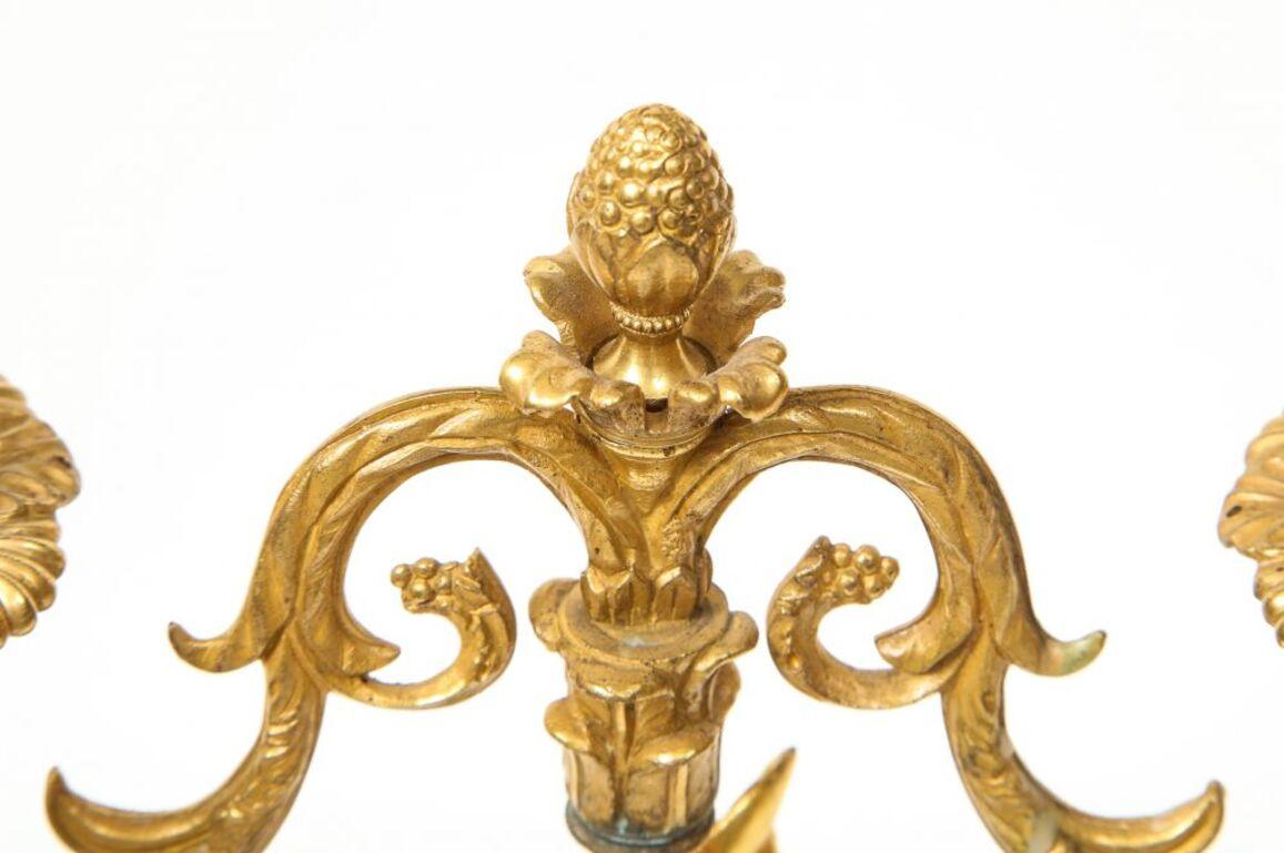 Pair of Regency Patinated and Gilt Bronze Ostrich-Form Two Light Candelabra 6