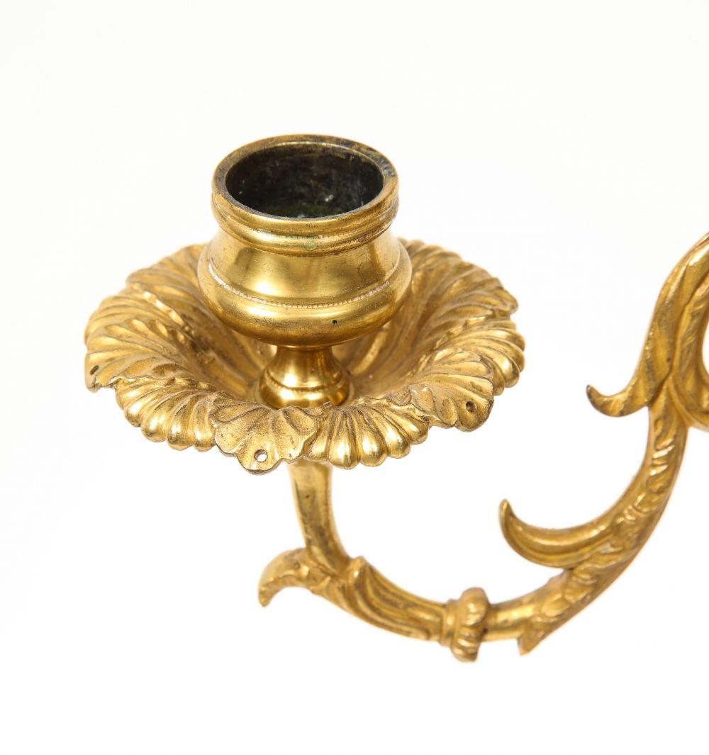 Pair of Regency Patinated and Gilt Bronze Ostrich-Form Two Light Candelabra 4