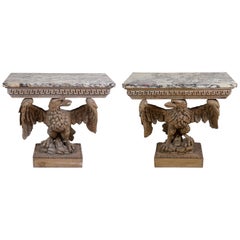 Pair of Regency Period Carved Eagle Console Tables