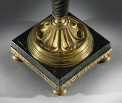 Pair of Regency Period Cut Glass Candlestick Lustres on Marble Bases