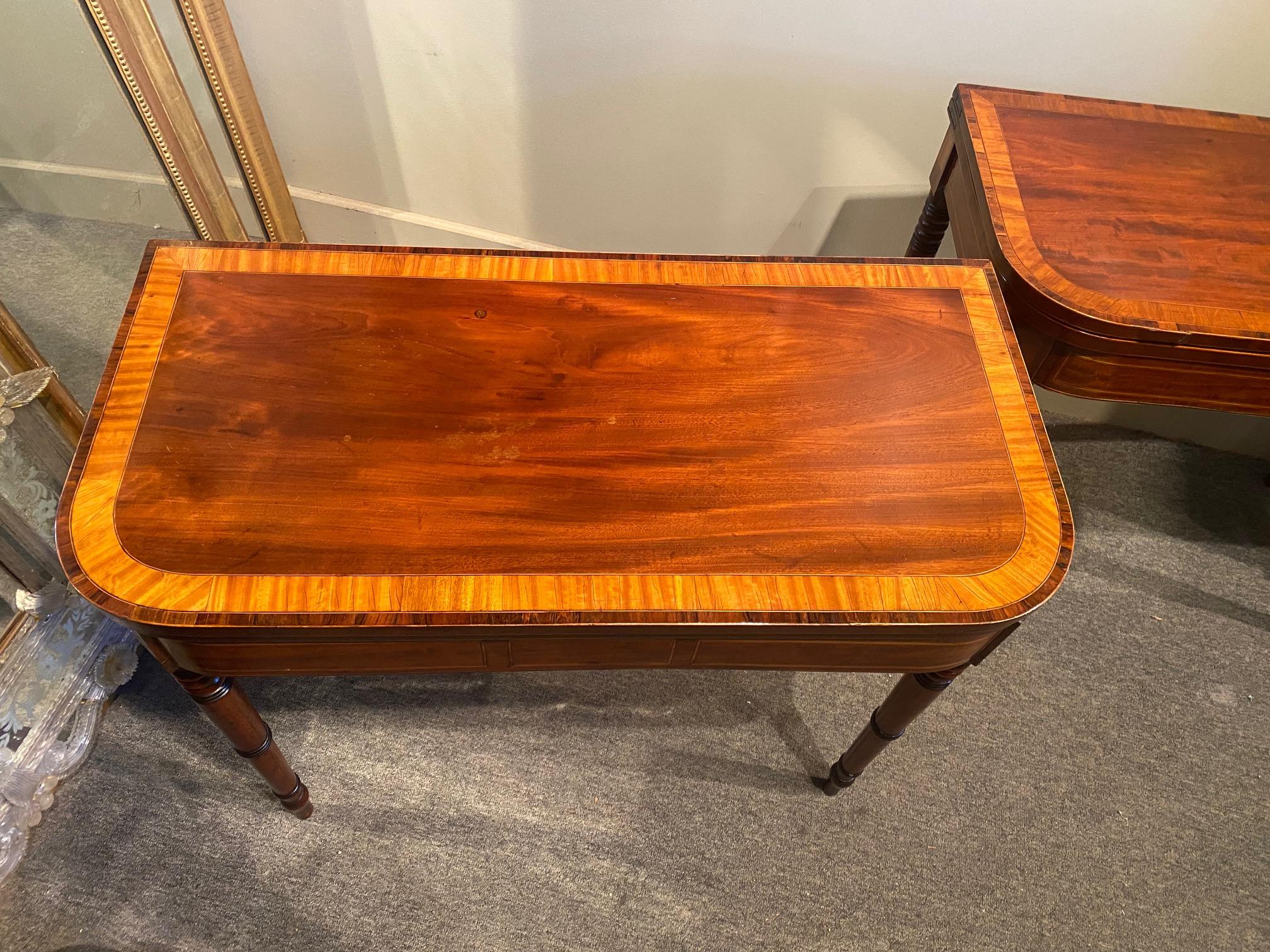Inlay Pair of Regency Period Mahogany Games/tea tables
