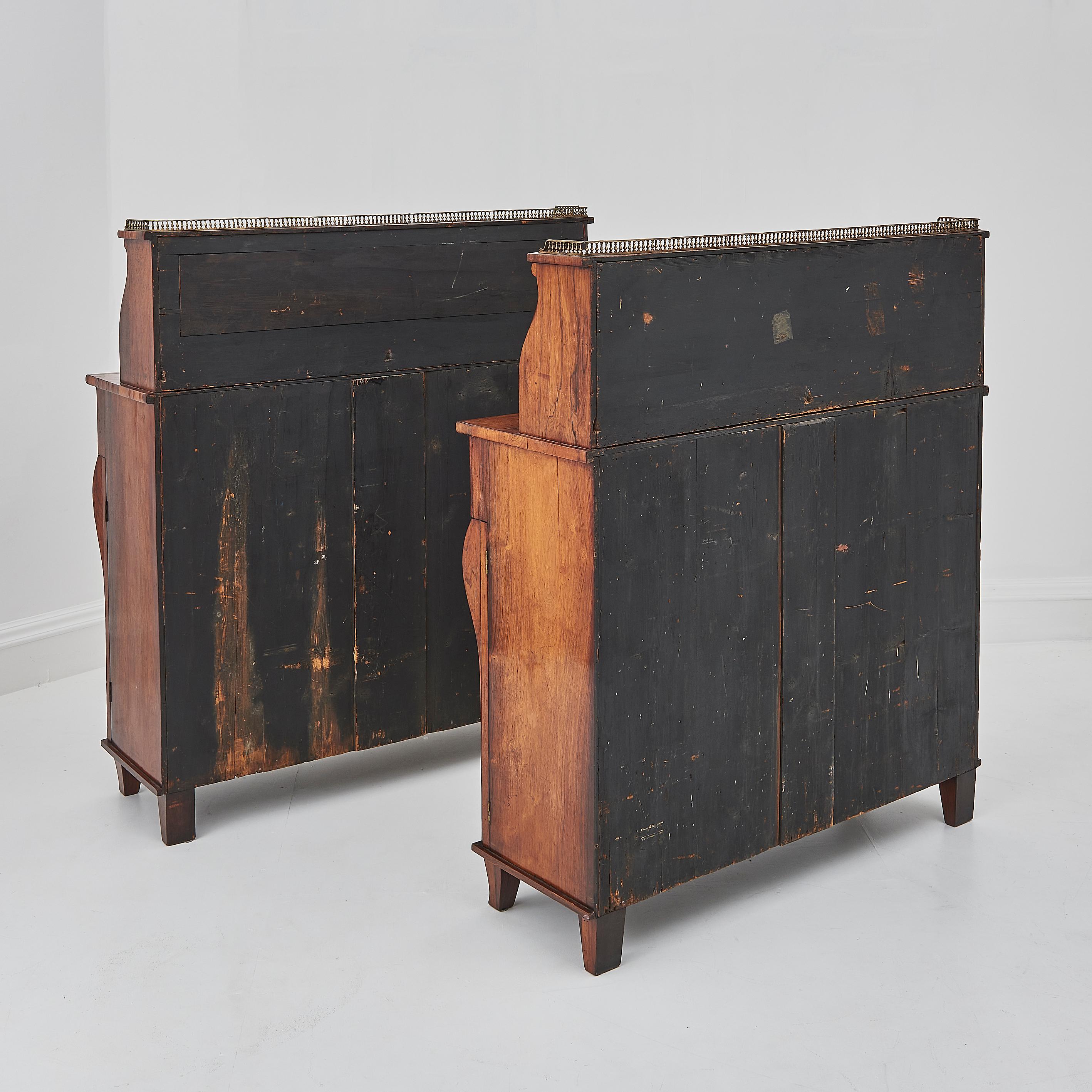 Pair Of Regency Period Rosewood & Brass Inlaid Chiffoniers For Sale 6