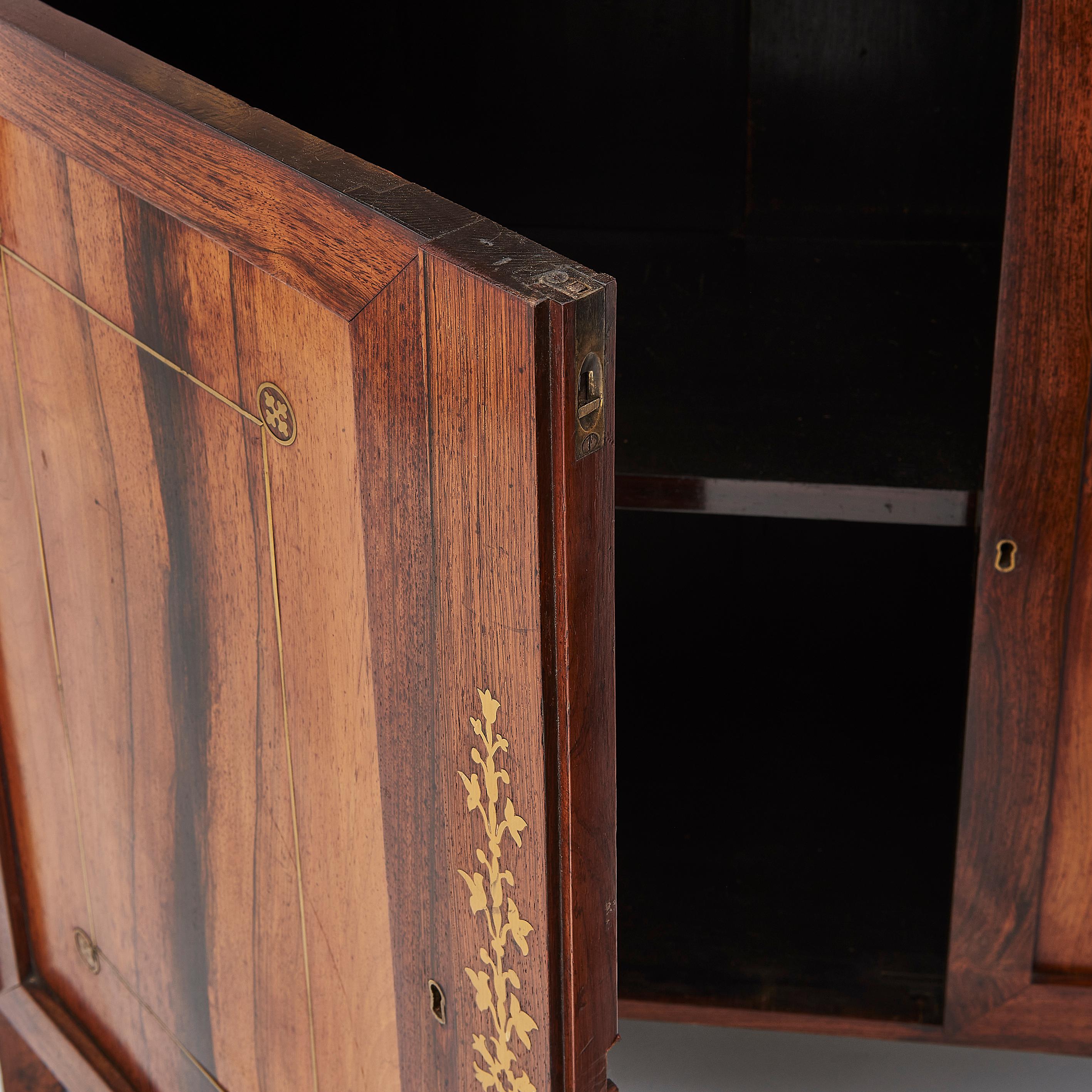 Pair Of Regency Period Rosewood & Brass Inlaid Chiffoniers For Sale 2