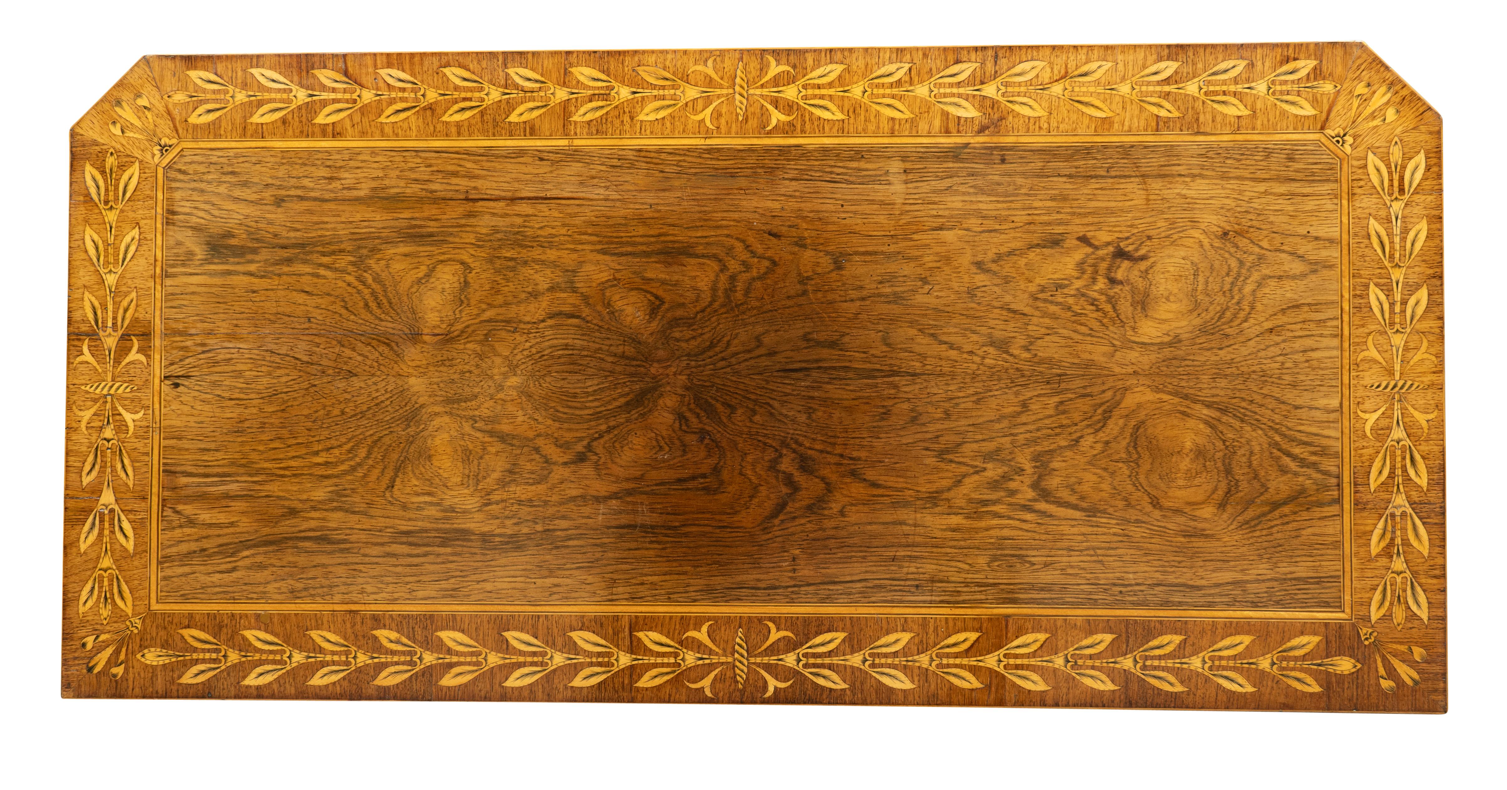 Paire de tables de jeu Regency en bois de rose et buis incrusté en vente 4