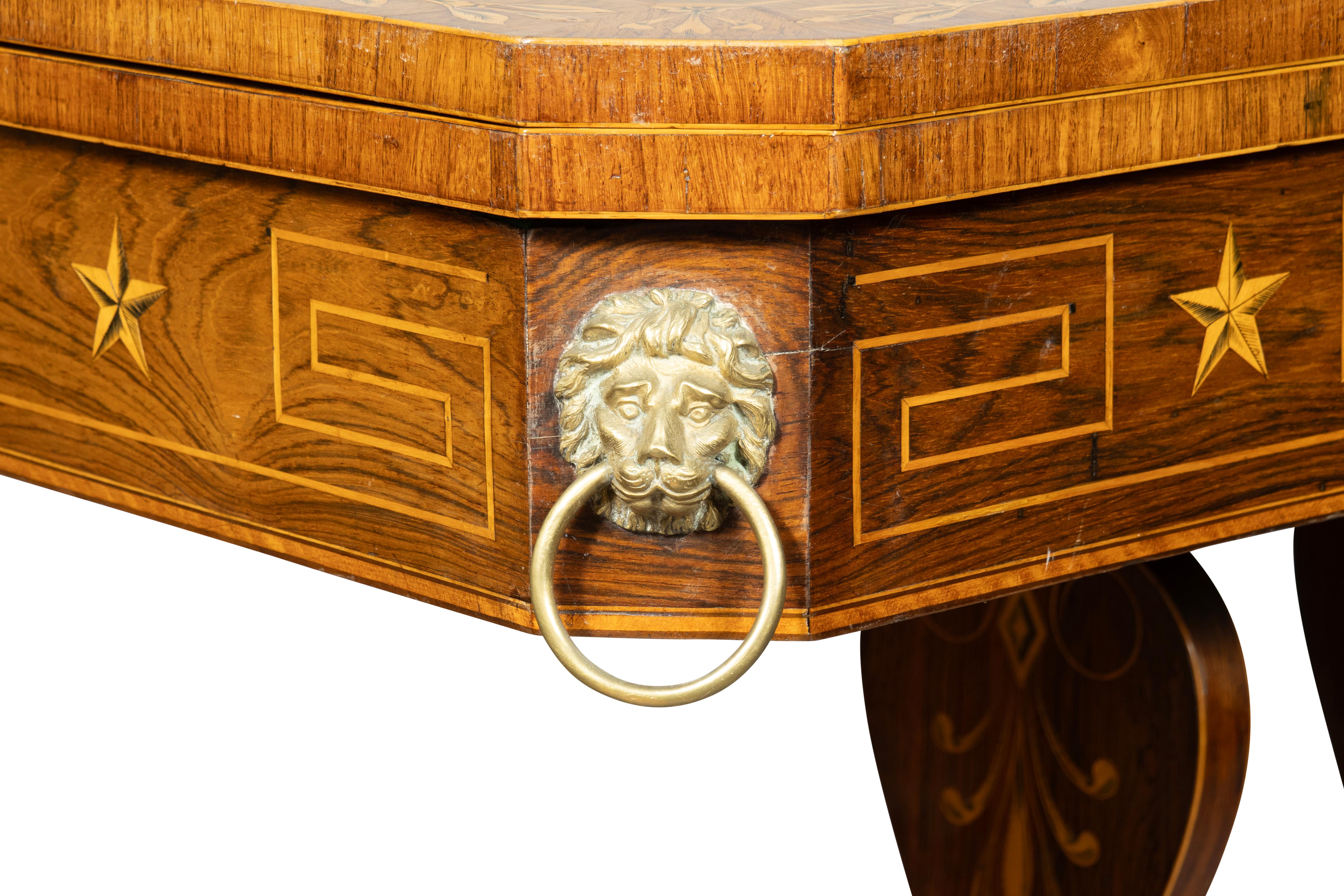 Paire de tables de jeu Regency en bois de rose et buis incrusté en vente 12