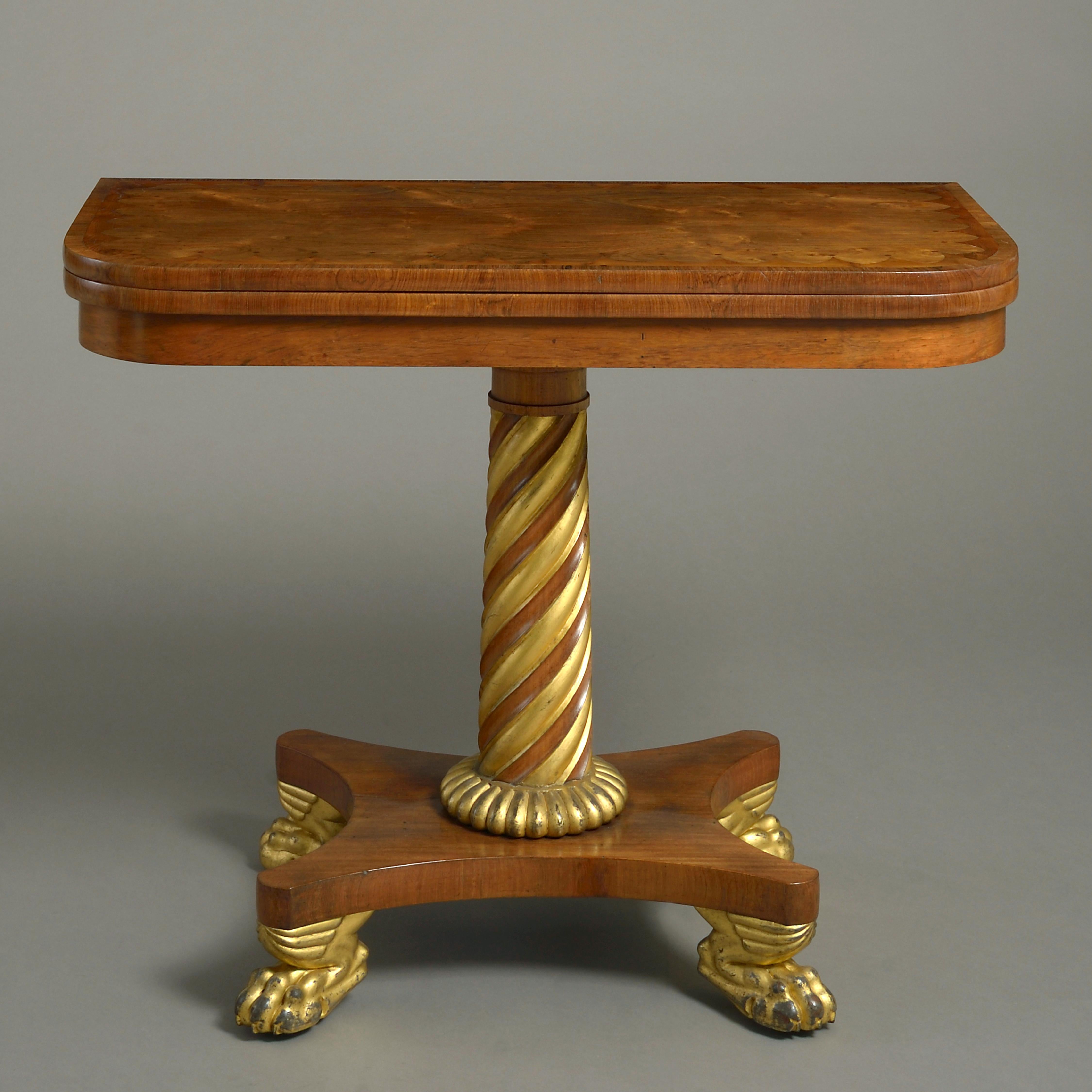 19th Century Pair of Regency Rosewood and Parcel-Gilt Card Tables