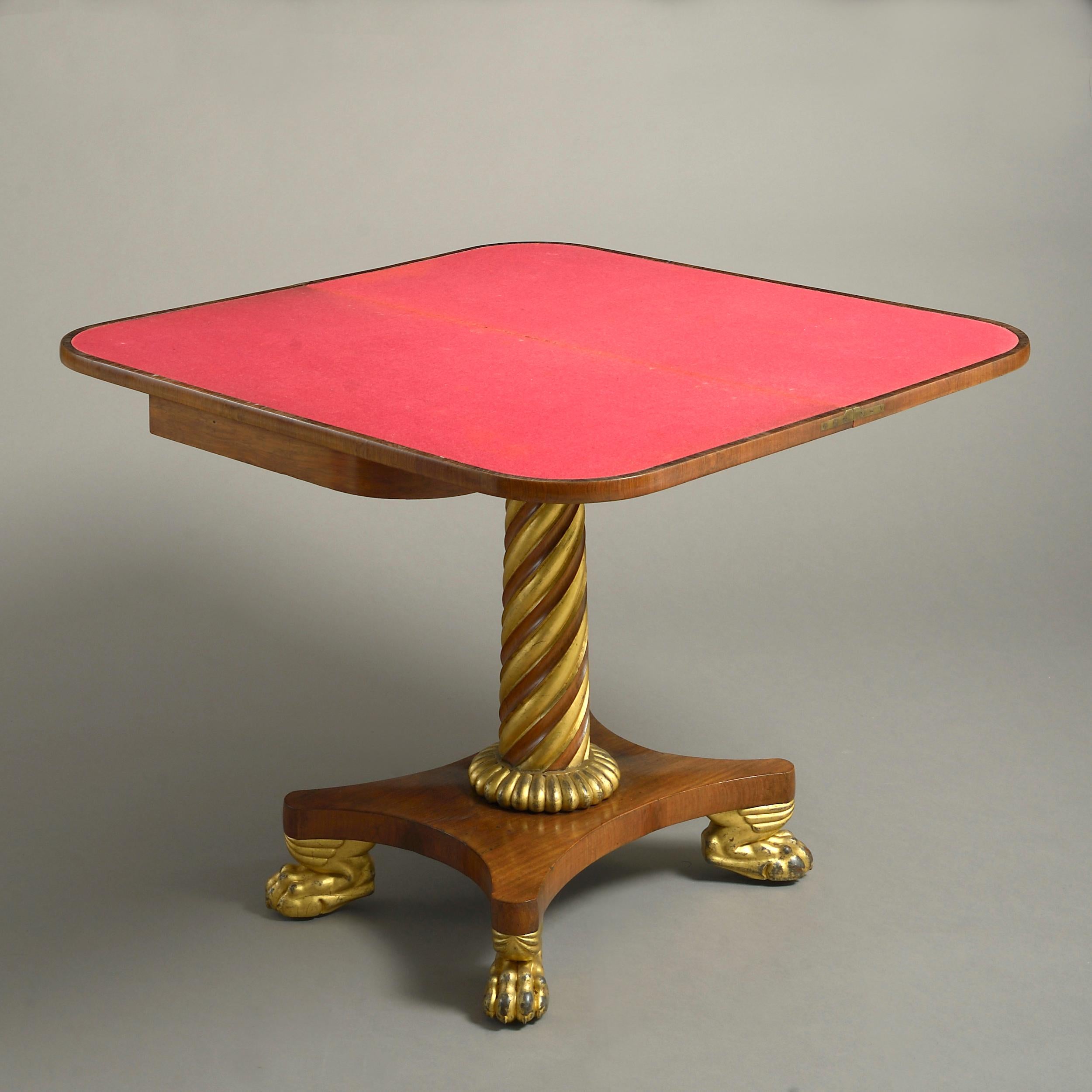 Yew Pair of Regency Rosewood and Parcel-Gilt Card Tables