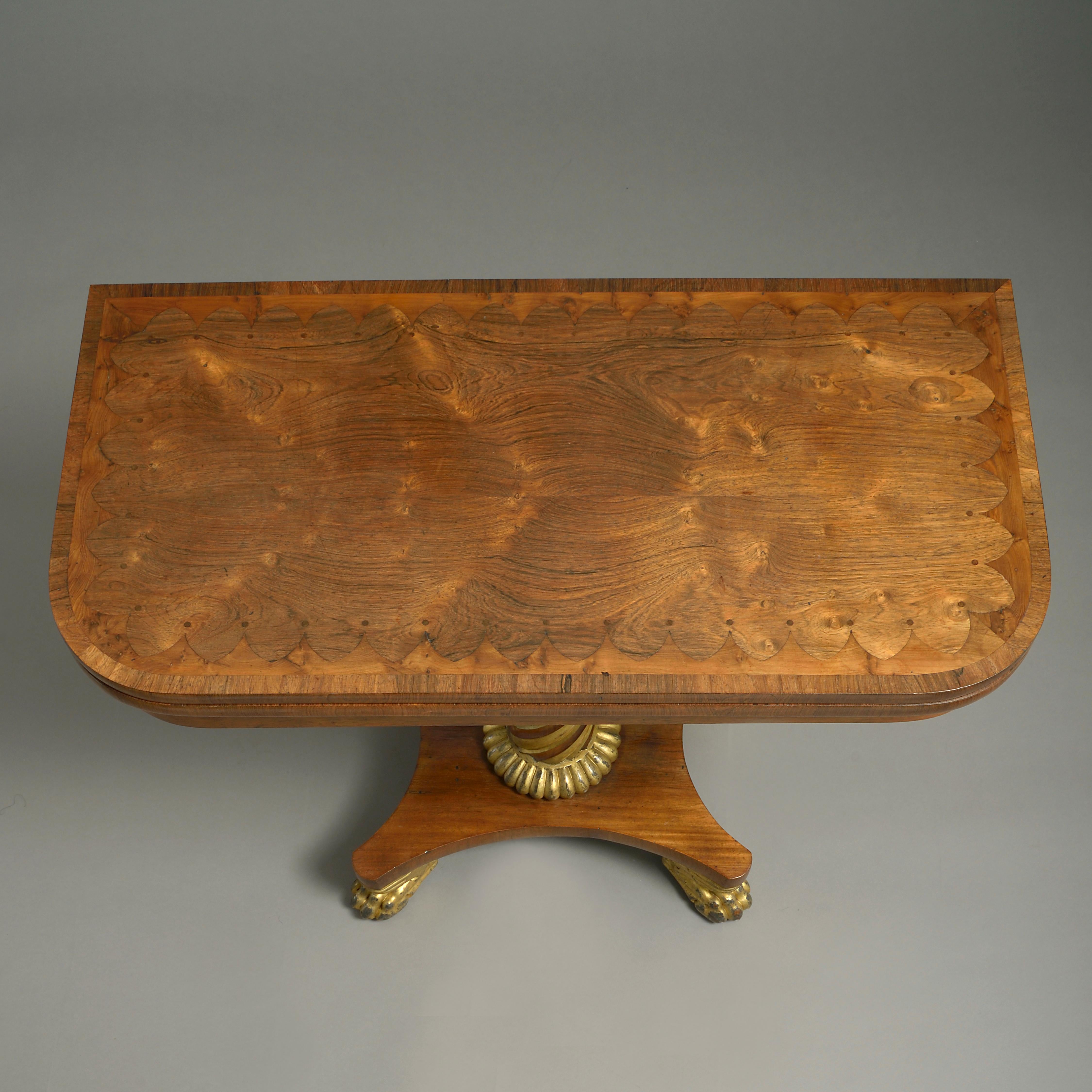 Pair of Regency Rosewood and Parcel-Gilt Card Tables 1