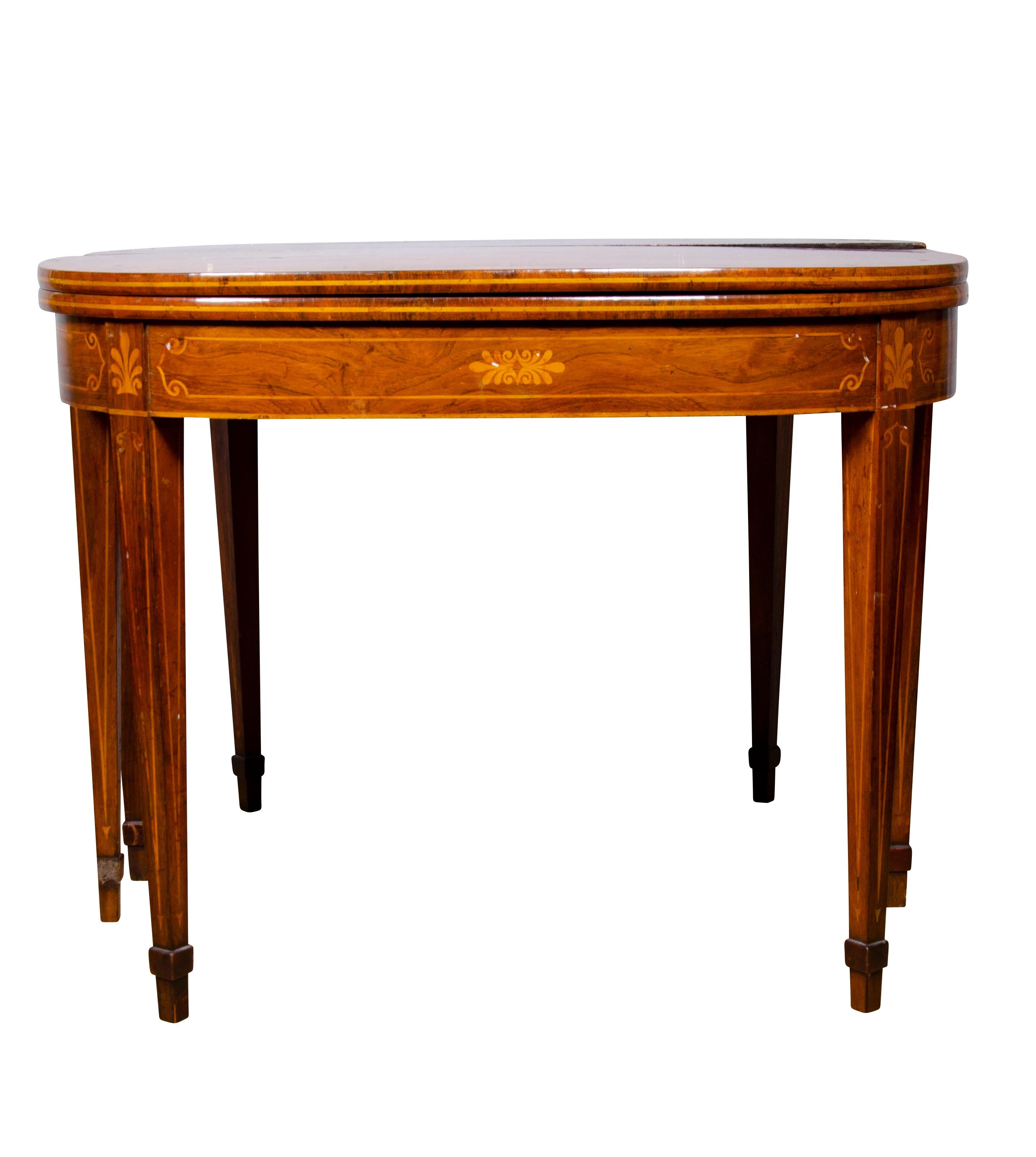 English Pair of Regency Rosewood and Satinwood Games Tables