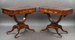 Pair of Regency Rosewood Brass Inlaid Card Table