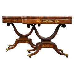 Pair of Regency Rosewood Brass Inlaid Card Table