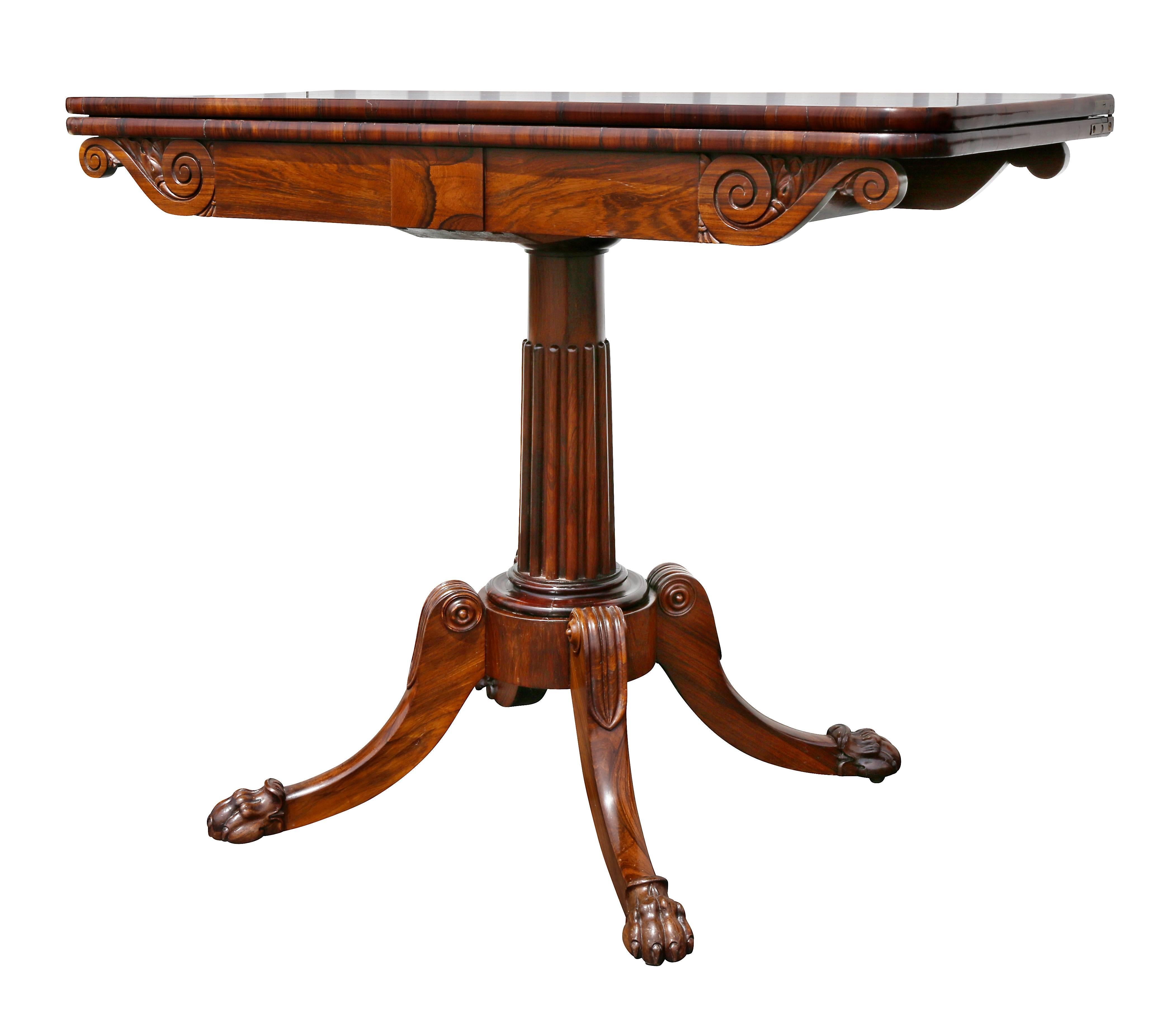 Pair of Regency Rosewood Card Tables In Good Condition In Essex, MA