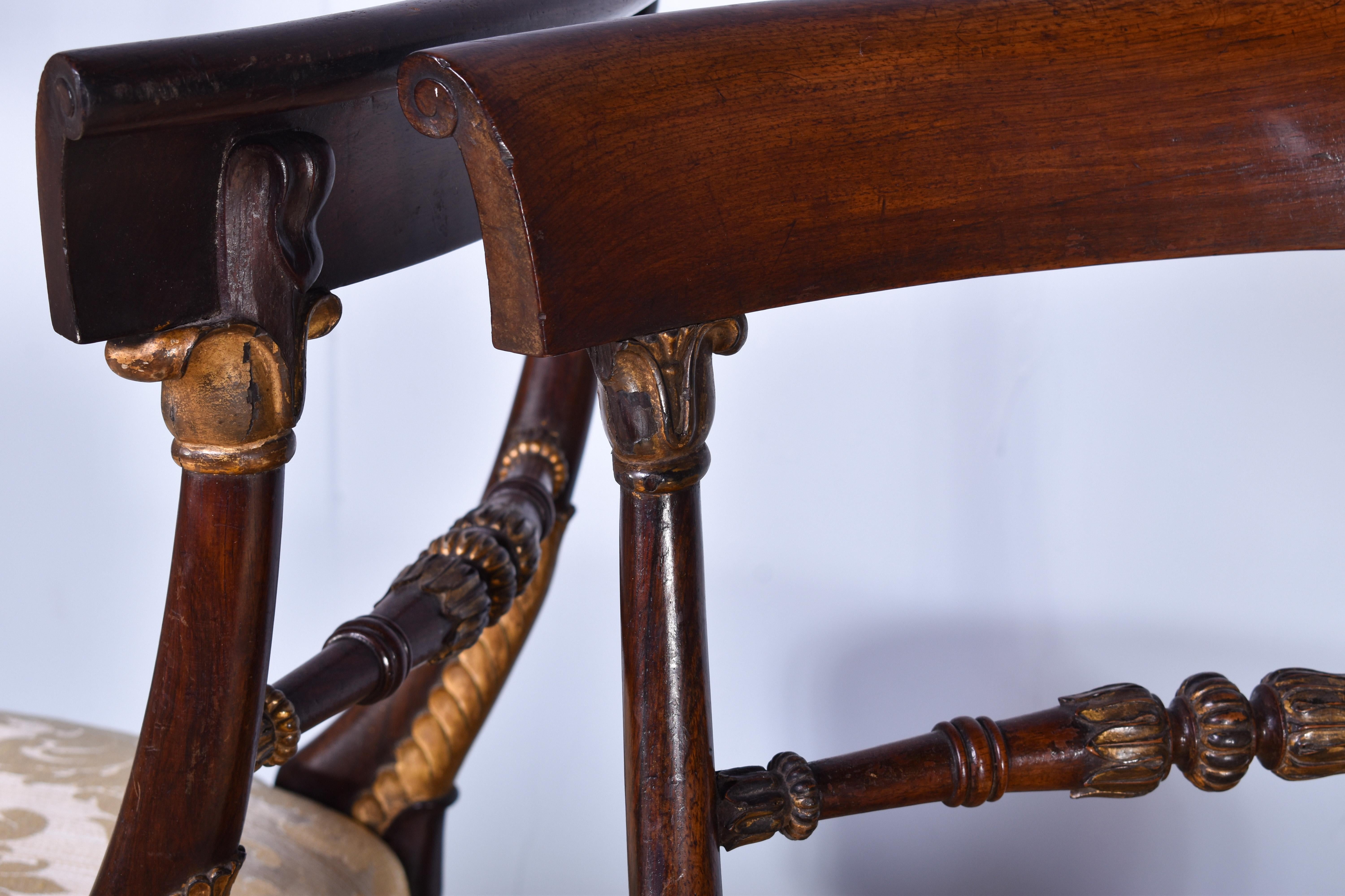 Pair Of Regency Rosewood & Parcel Gilt Chairs In Good Condition For Sale In Darlington, GB
