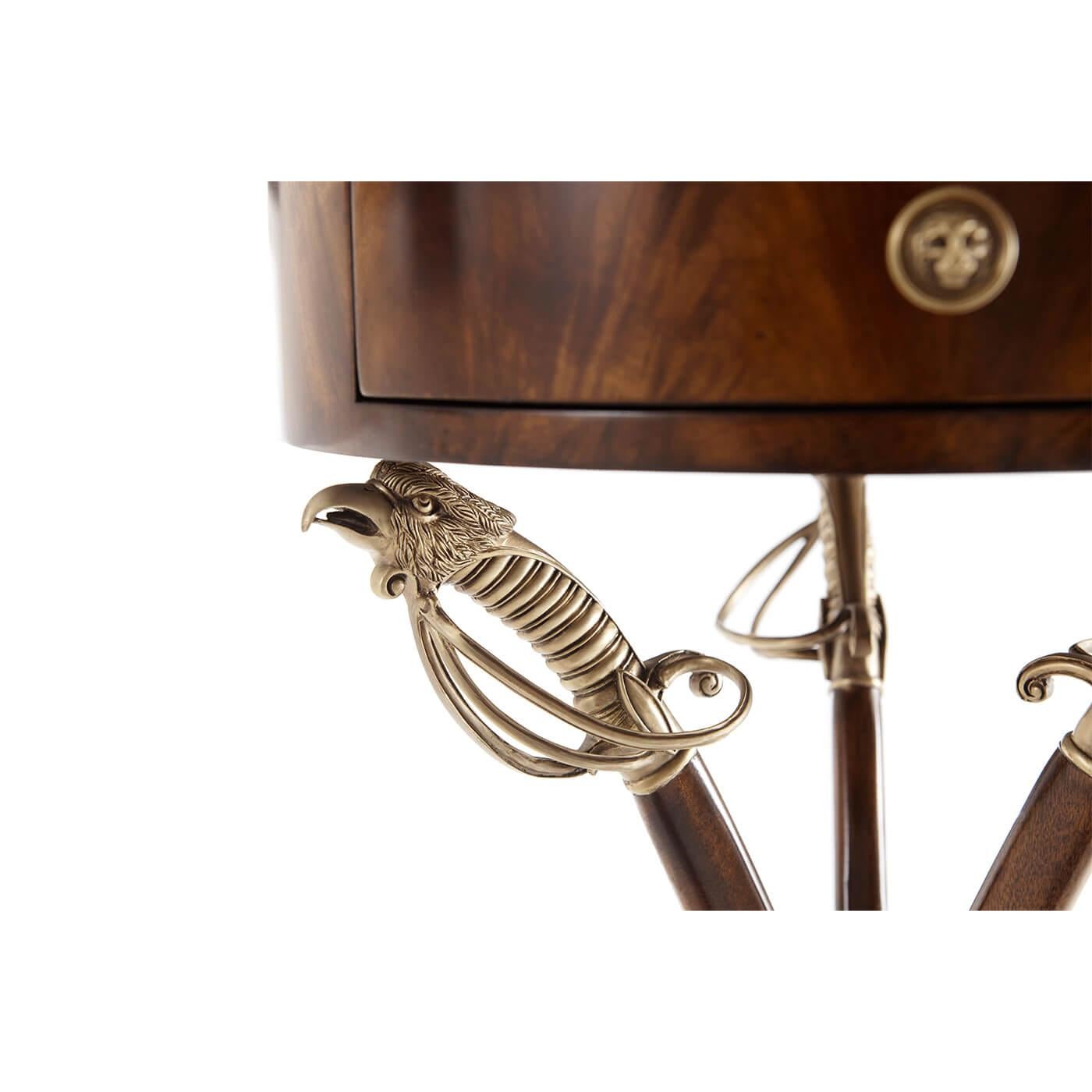 Brass Pair of Regency Sabre Leg Side Tables For Sale