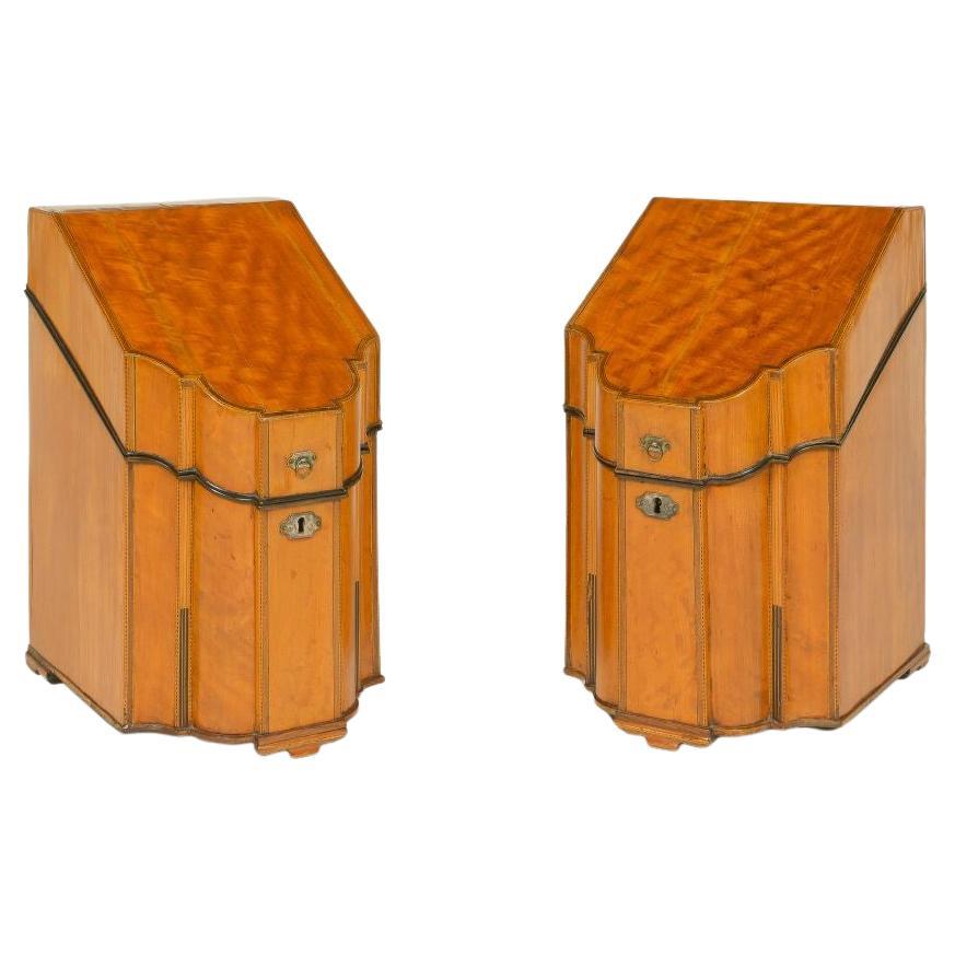 Paar Regency-Messerboxen aus Satinholz