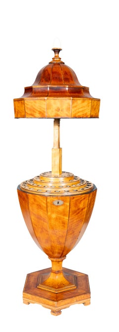 Pair Of Regency Satinwood Urn Form Knife Boxes