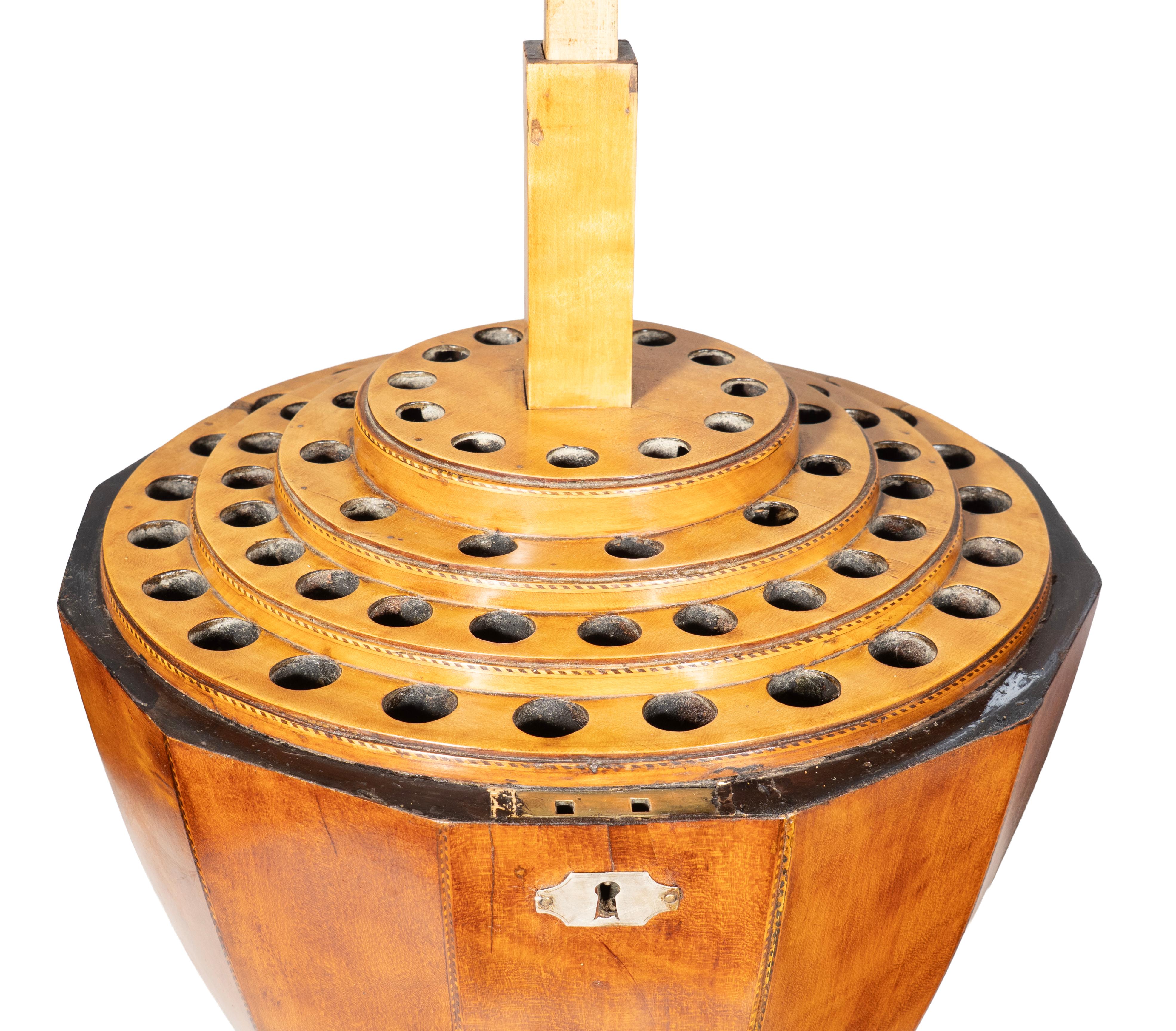 19th Century Pair Of Regency Satinwood Urn Form Knife Boxes For Sale