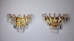 Paire d'appliques Regency, cristaux taillés, Espagne, 1980