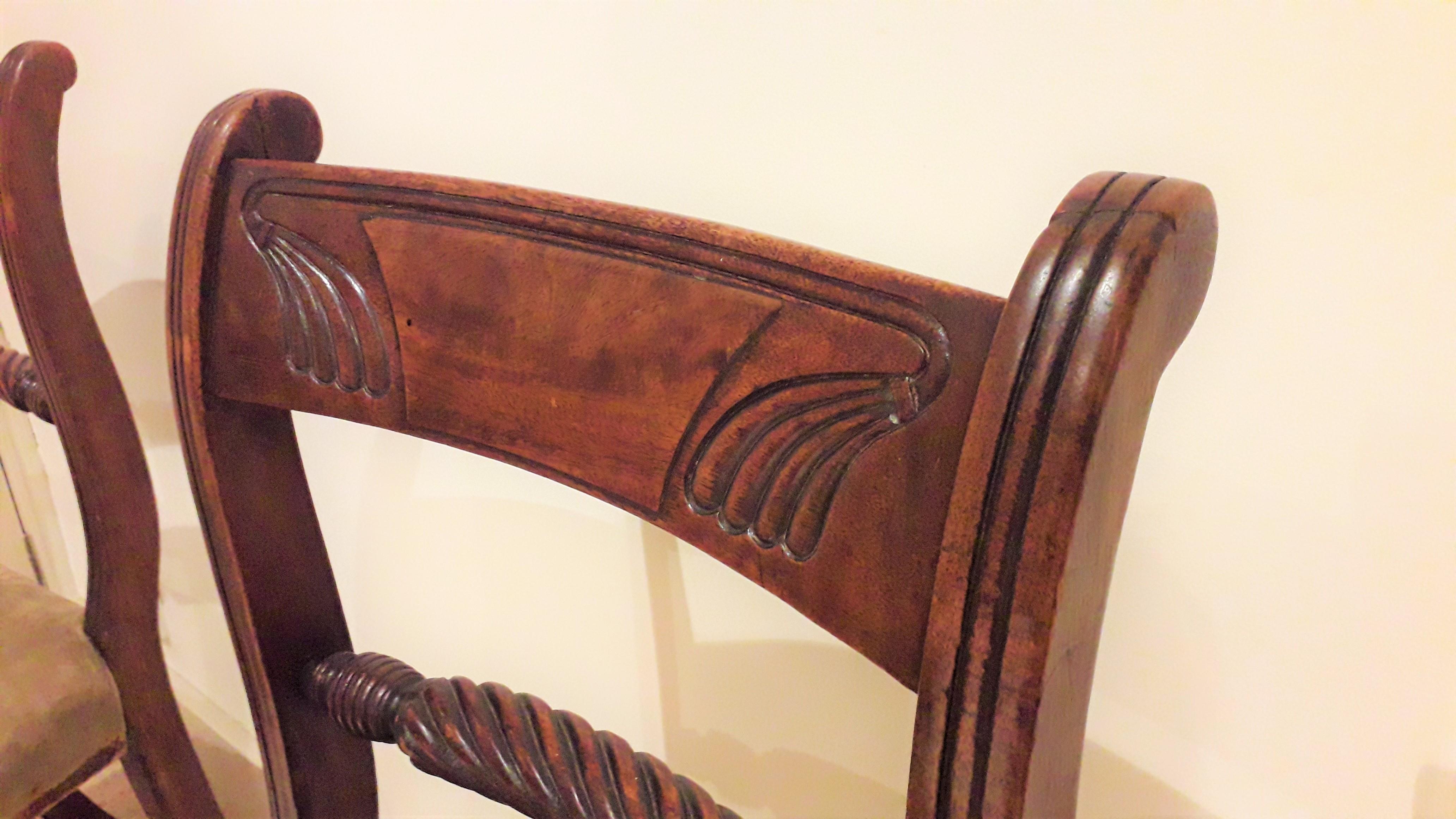 Pair of Regency Mahogany Carved Side Chairs, 19th Century, European  3