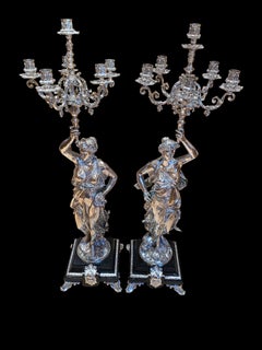 Pair of Regency Silver Plate Cherub Candelabras, 20th Century