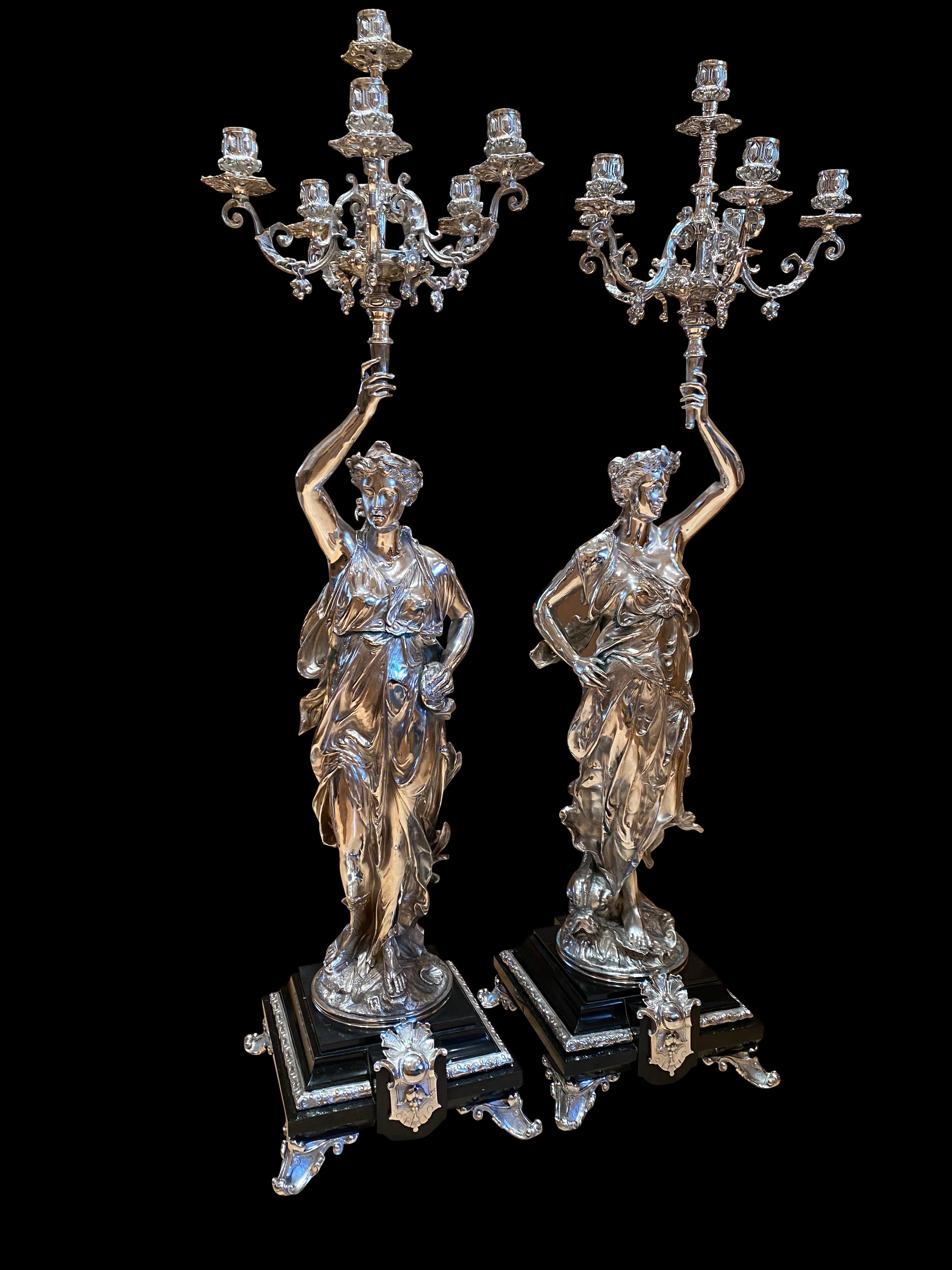 Pair of Regency Silver Plate Cherub Candelabras, 20th Century In Excellent Condition For Sale In London, GB