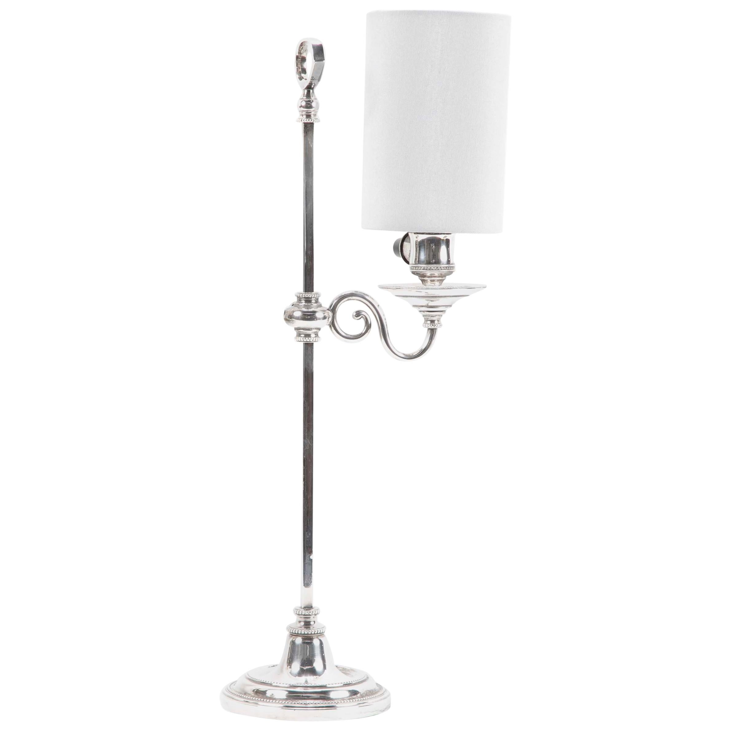 Pair of Regency Silvered Bronze Adjustable Table Lamps