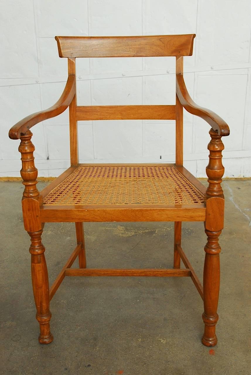 20th Century Pair of Regency Style Anglo-Indian Colonial Armchairs