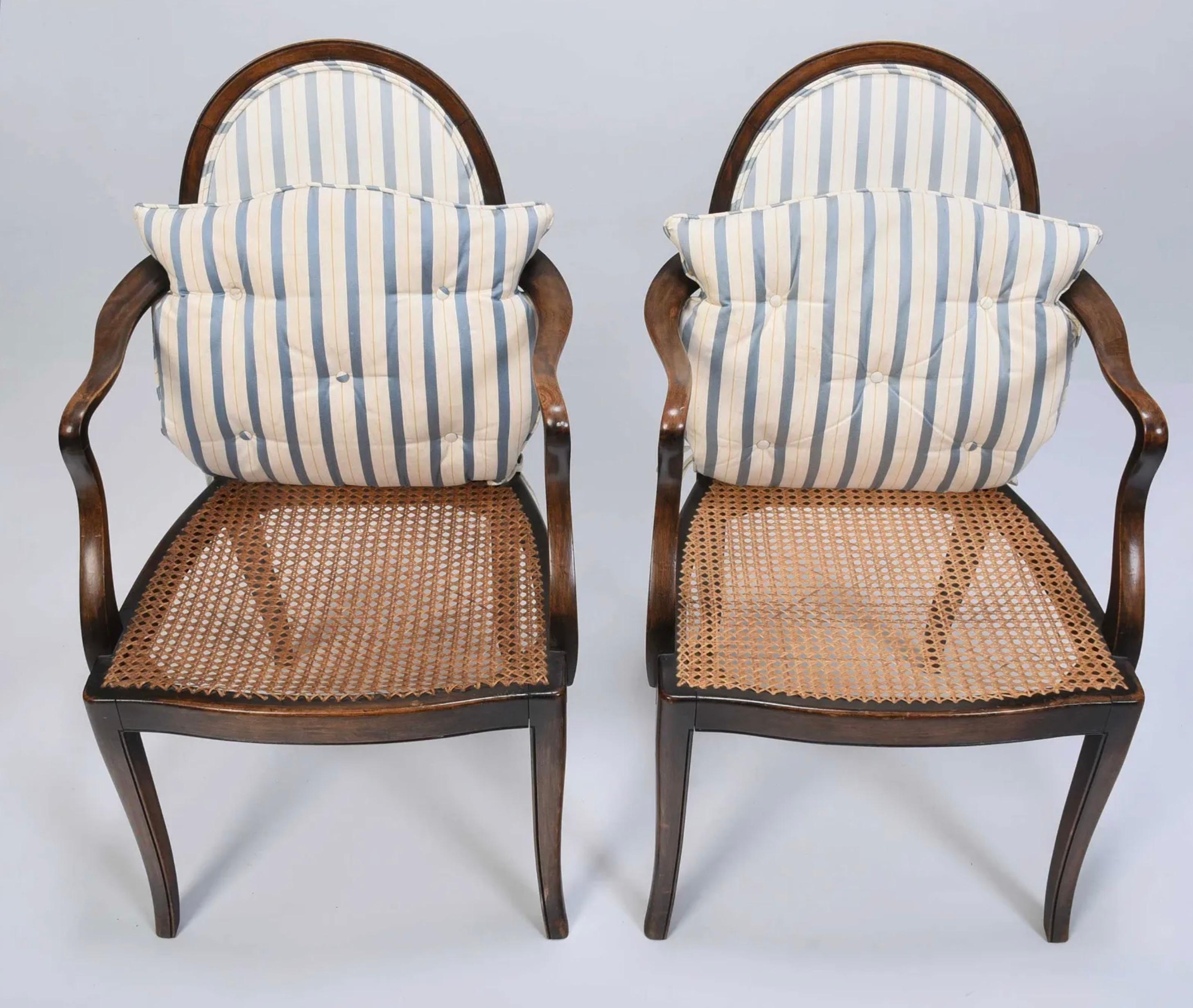 English Pair of Regency Style Arm Chairs For Sale