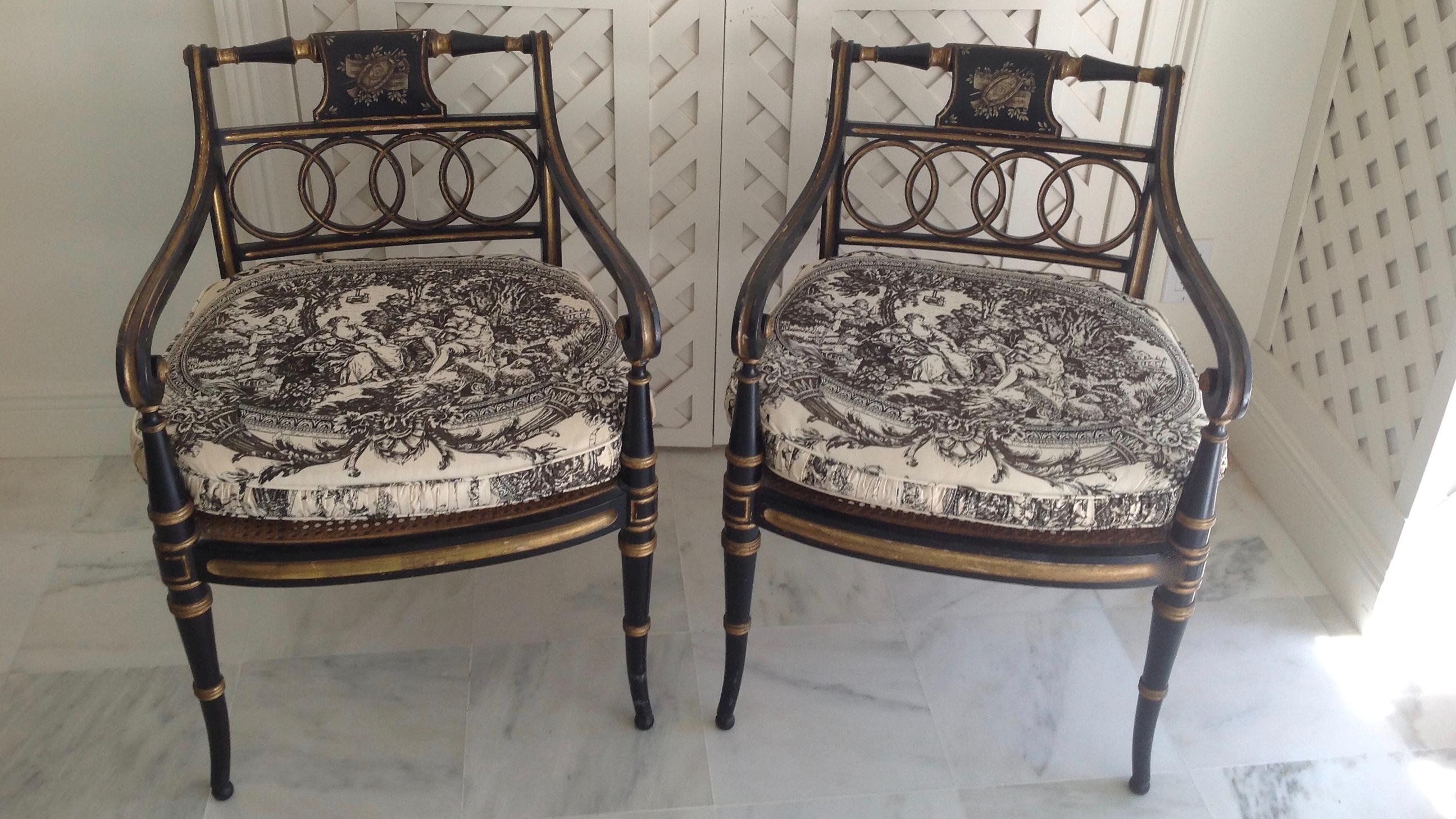 English Pair of Regency Style Armchairs