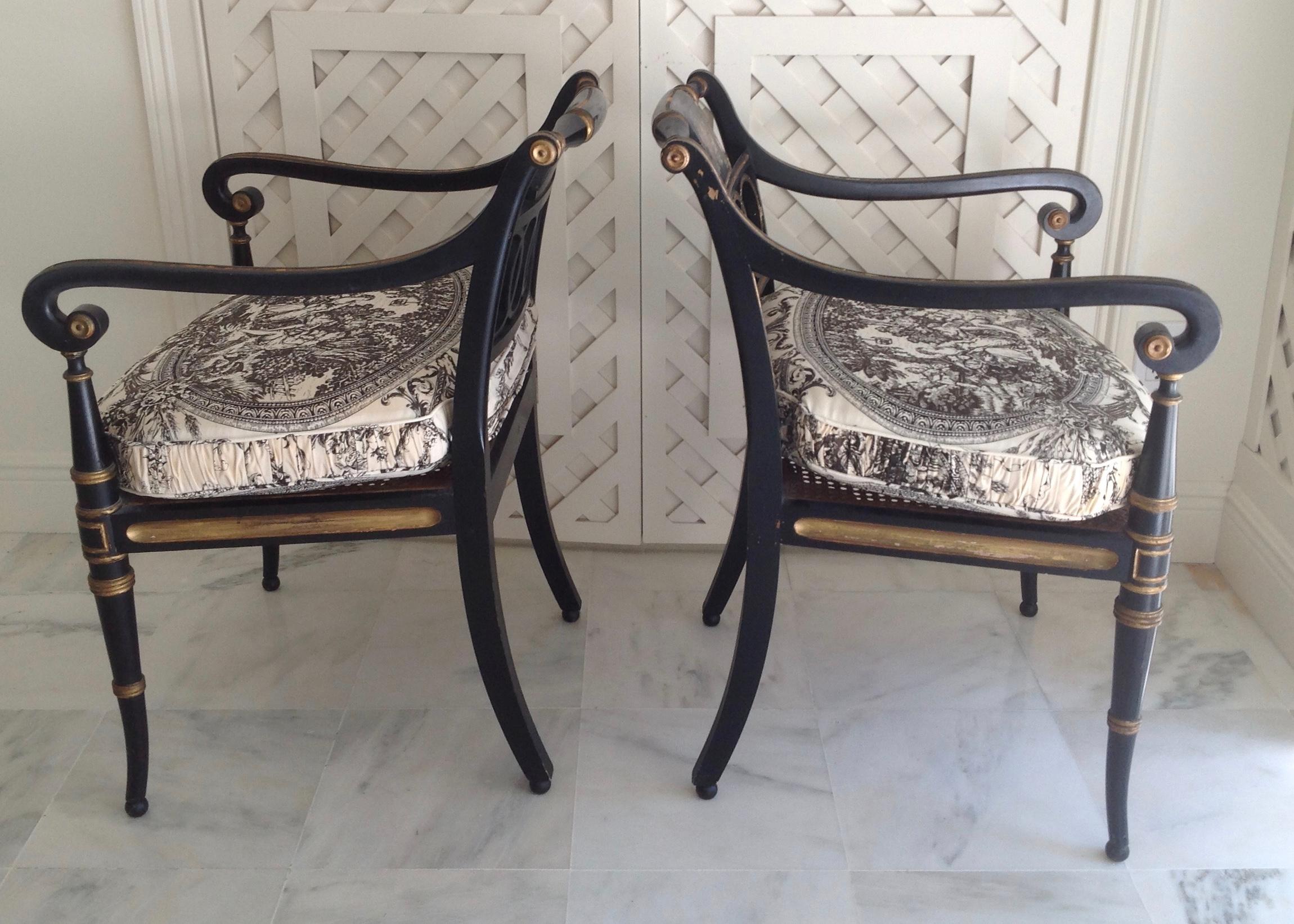 Pair of Regency Style Armchairs In Good Condition In West Palm Beach, FL
