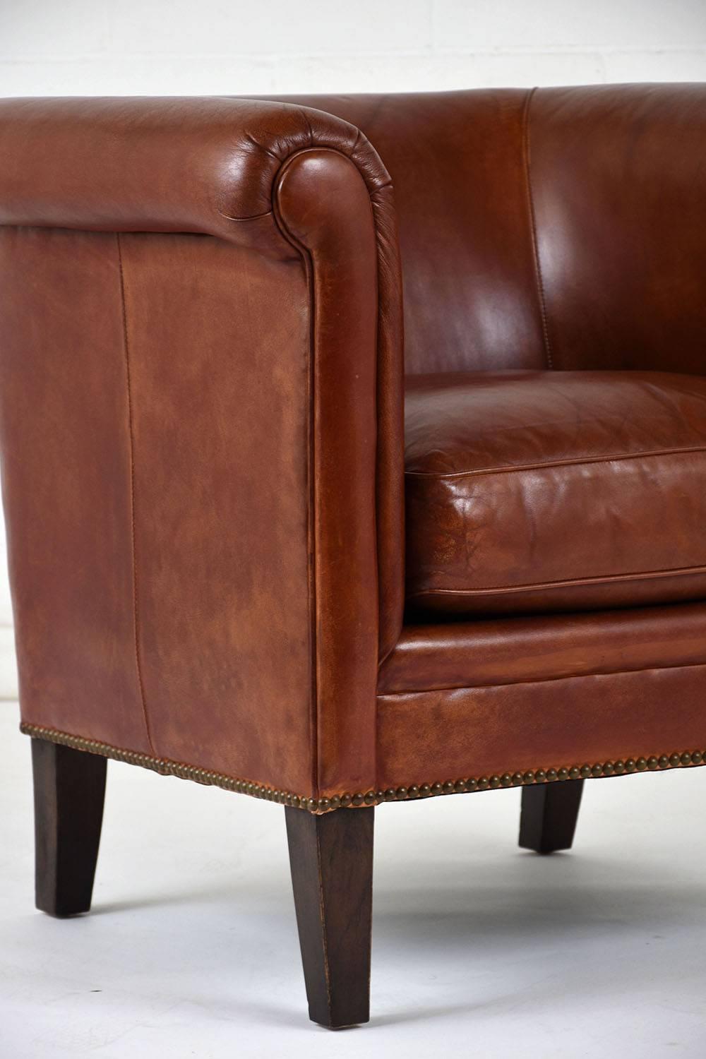 Late 20th Century Pair of Regency-Style Bernhardt Leather Club Chairs
