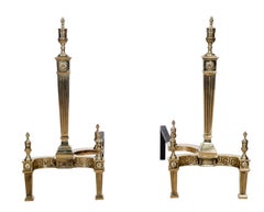Pair of Regency Style Brass Andirons