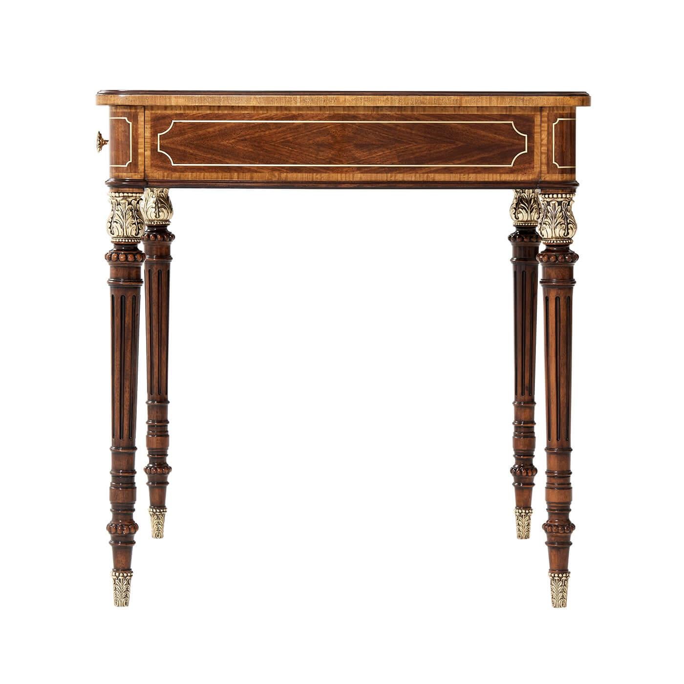 Contemporary Pair of Regency Style Brass Inlaid Side Tables For Sale