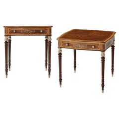 Pair of Regency Style Brass Inlaid Side Tables
