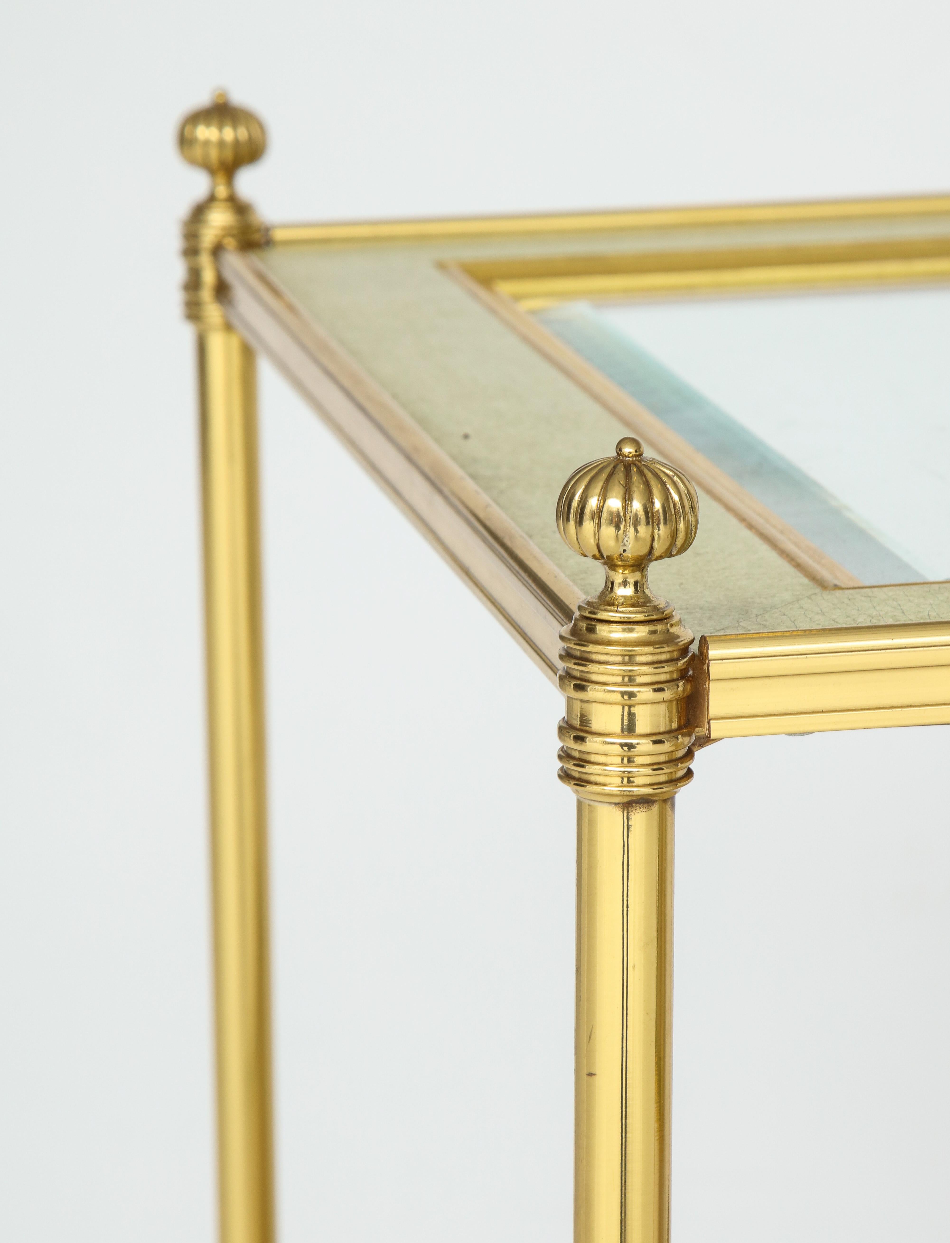 Late 20th Century Pair of Regency Style Brass Side Tables