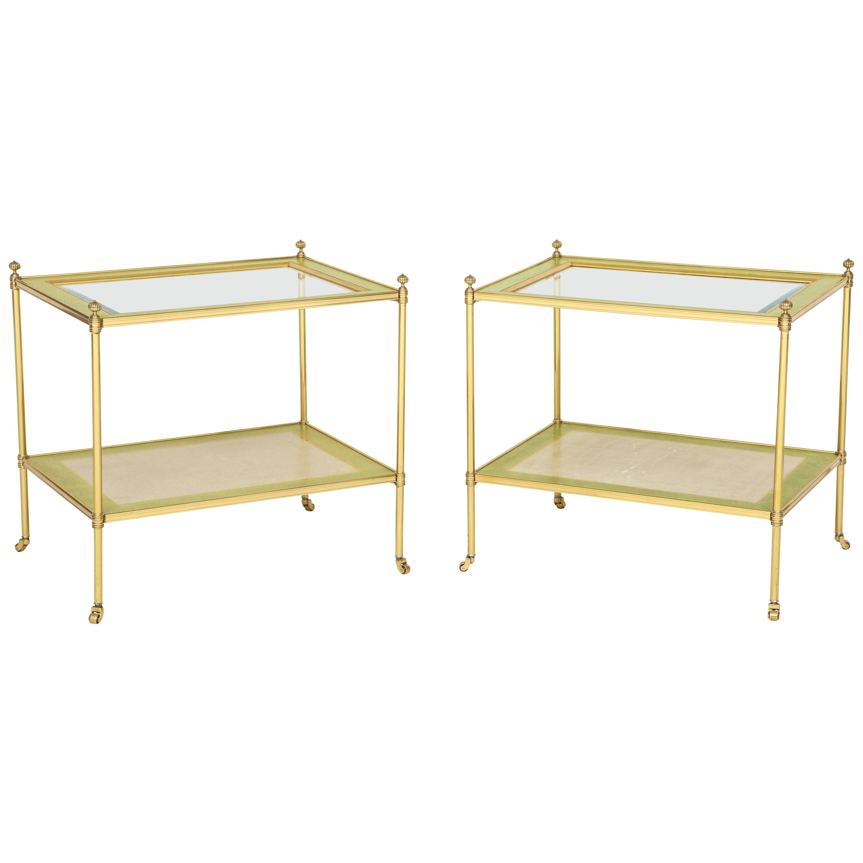 Pair of Regency Style Brass Side Tables