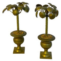 Pair of Regency Style Bronze Palmette Urn Candlesticks