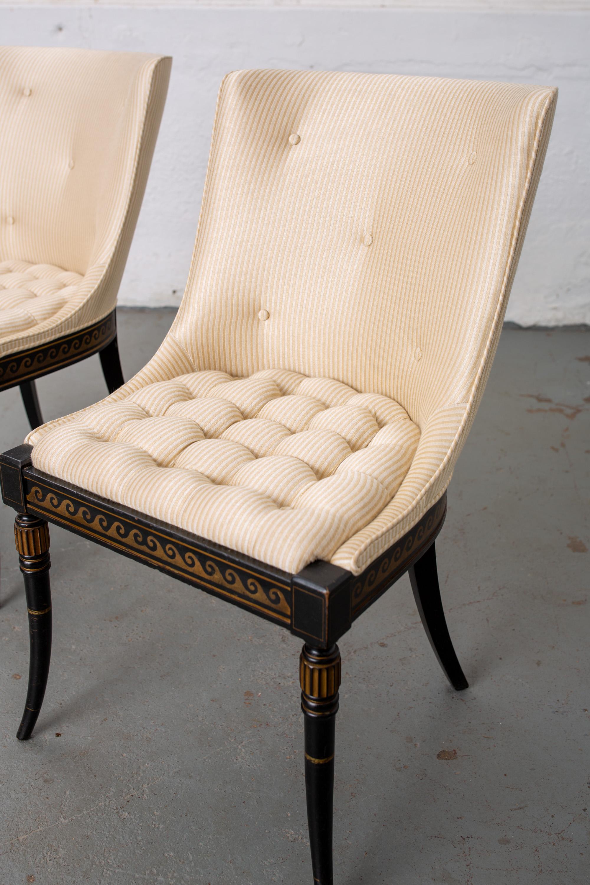 Pair of Regency Style Button-Tufted Side Chairs 3