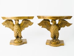 Pair of Regency Style Carved Giltwood Eagle Consoles