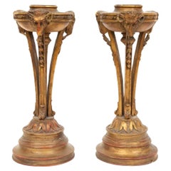 Pair of Regency Style Carved Giltwood Torchiere Lamp Bases