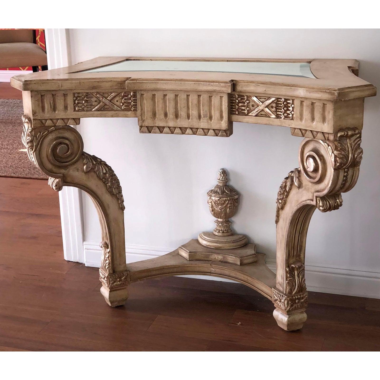20th Century Pair of Regency Style Carved Italian Giltwood Console Table, 1990s For Sale