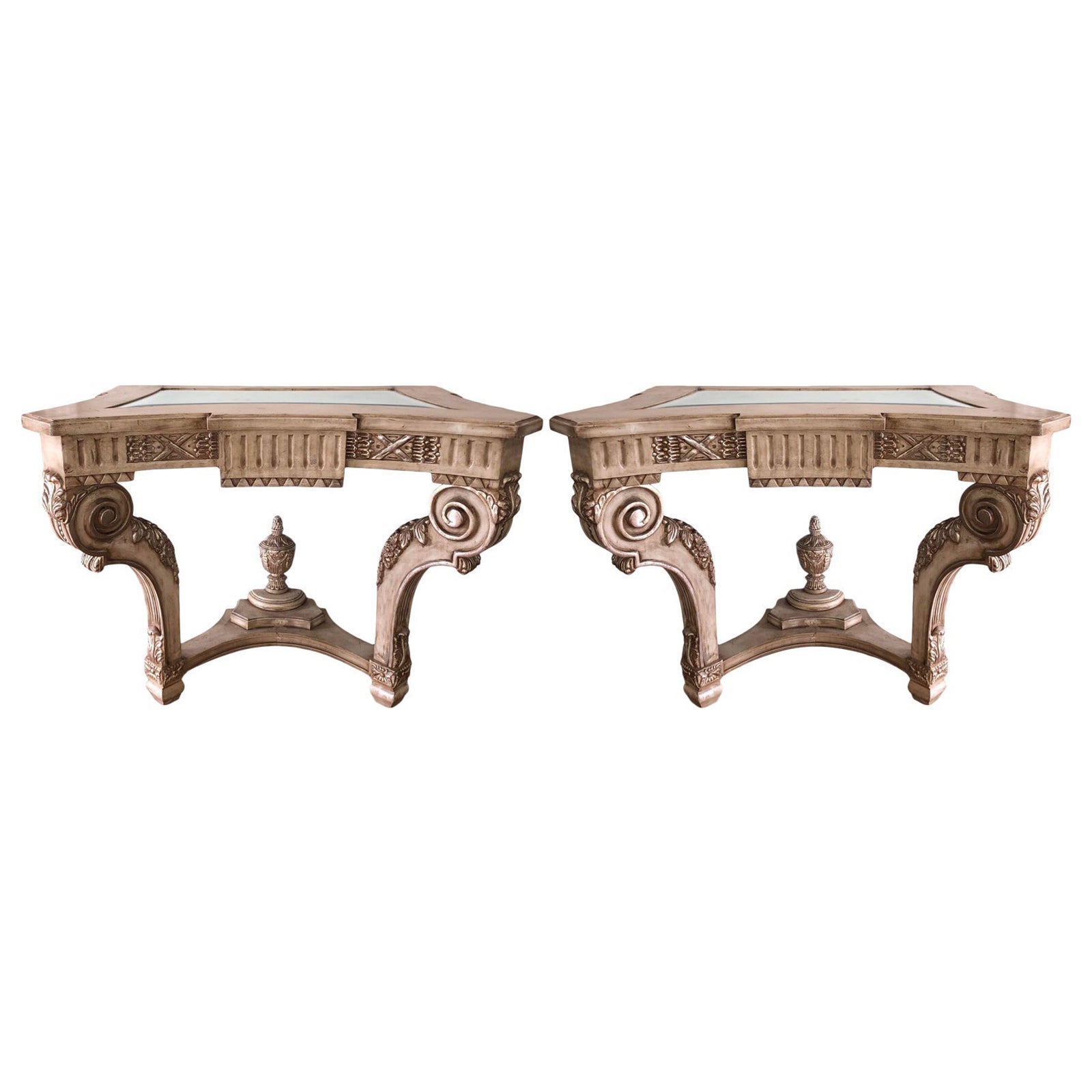 Pair of Regency Style Carved Italian Giltwood Console Table, 1990s