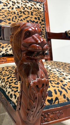Pair of Regency Style Carved Lion Head Chairs