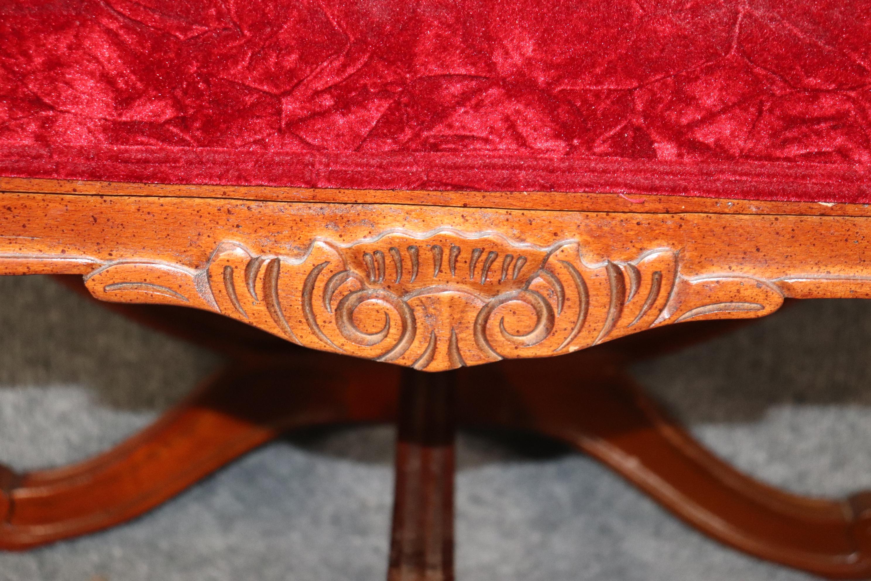 Pair of Regency Style Carved Upholstered Benches Entryway Benches For Sale 4