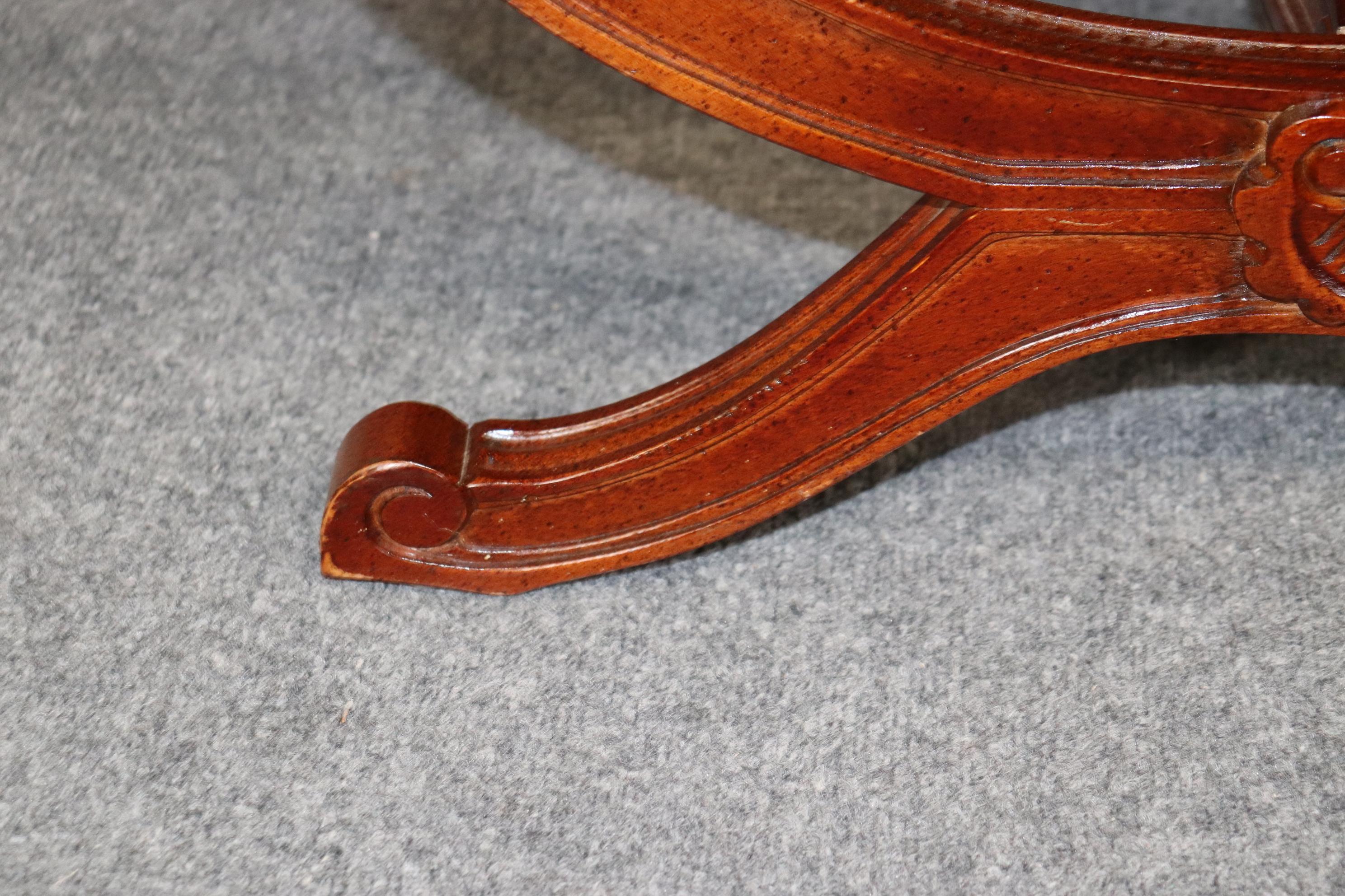 Pair of Regency Style Carved Upholstered Benches Entryway Benches For Sale 2