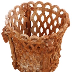 Pair of Regency Style Cast Iron Planters with Ring Handles.