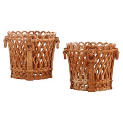 Pair of Regency Style Cast Iron Planters with Ring Handles.